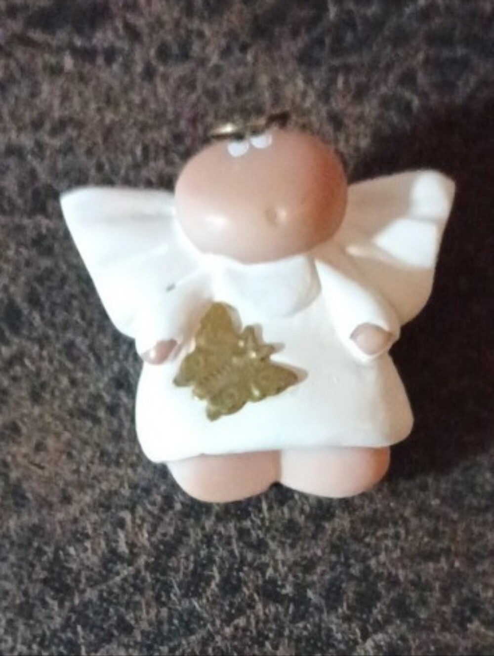 4/$40 White Angel Figurine Pin with Gold Butterfly Accent